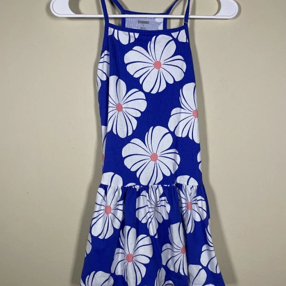 Gymboree Girls Periwinkle Purple White Daisy Print Tank Dress 7 Fit & Flare